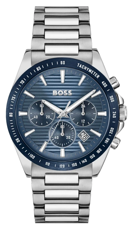 Image of BOSS 1514240 Strike Chronograph (41mm) Textured Blue Dial / Watch