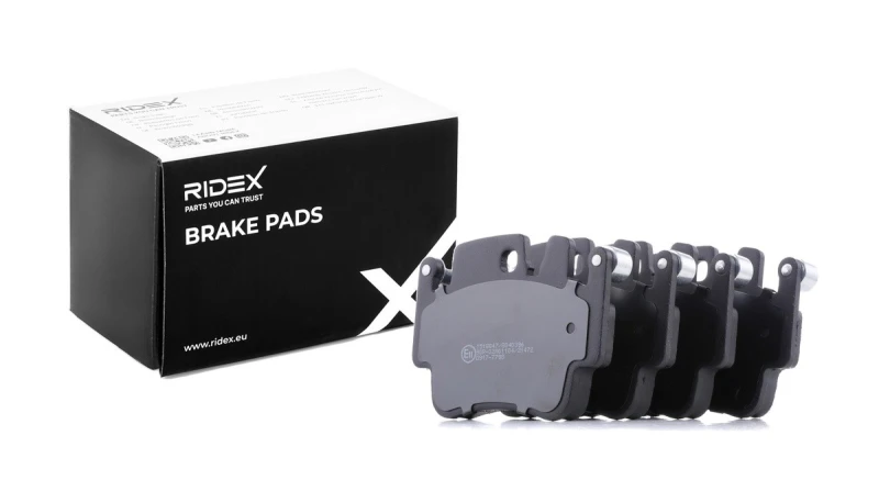 Image of RIDEX 402B0495 Brake pad set Front Axle, excl. wear warning contact, with counterweights Brake Pad Set,disc brake (402)