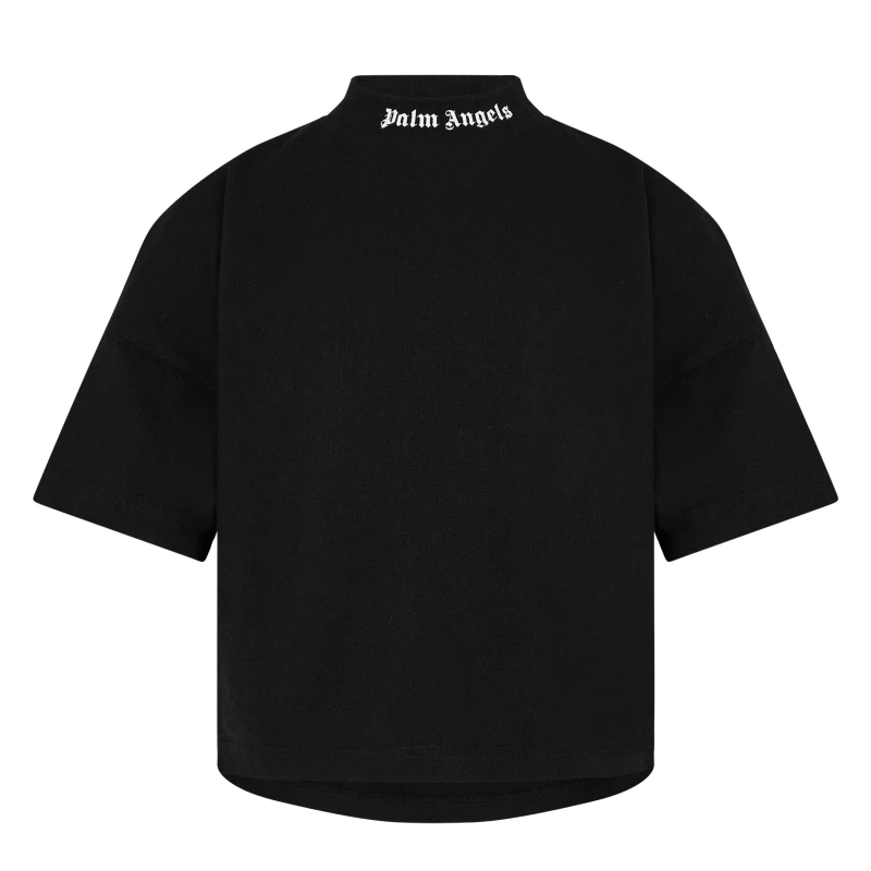 Image of Palm Angels Children's Classic T Shirt Black Wht 1003 unisex 10 Years