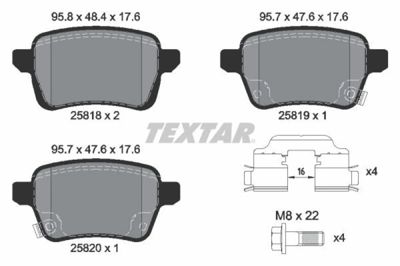 Image of Brake pad set TEXTAR 2581802