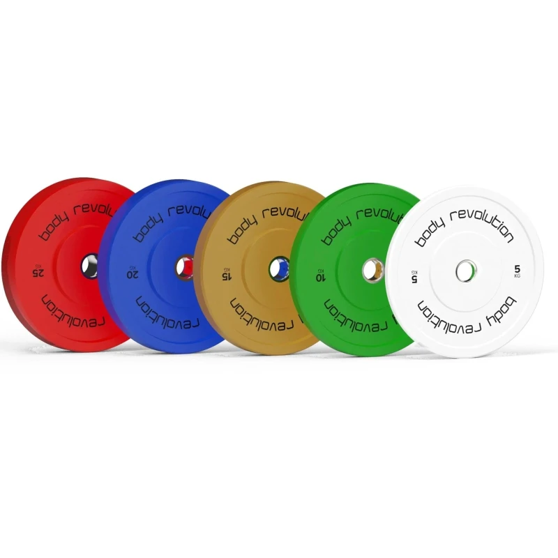 Image of Body Revolution Olympic Bumper Plates (Colour) - 30kg SET (2x5kg + 2x10kg) Red