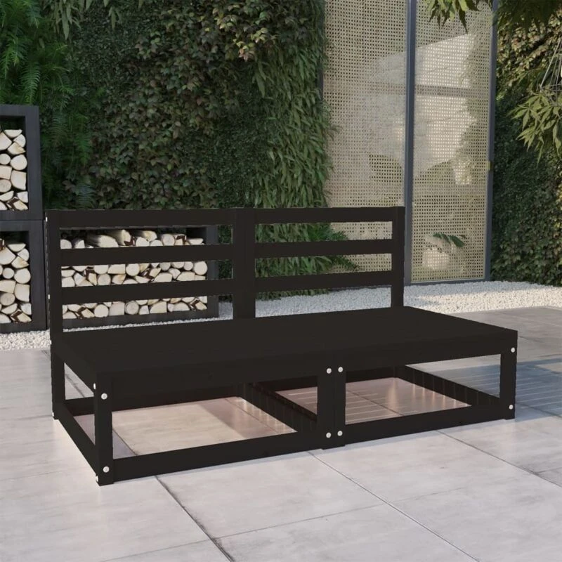 Image of VIDAXL Garden 2-Seater Sofa Black Solid Pinewood Vidaxl 8720286463369