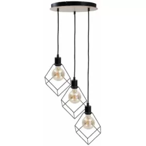 image of Keter Ruben Cluster Pendant Ceiling Light Wood, 32cm, 3x E27