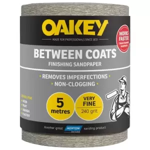 image of Oakey 240 Grit Between Coats Sandpaper Roll - 5m x 115mm