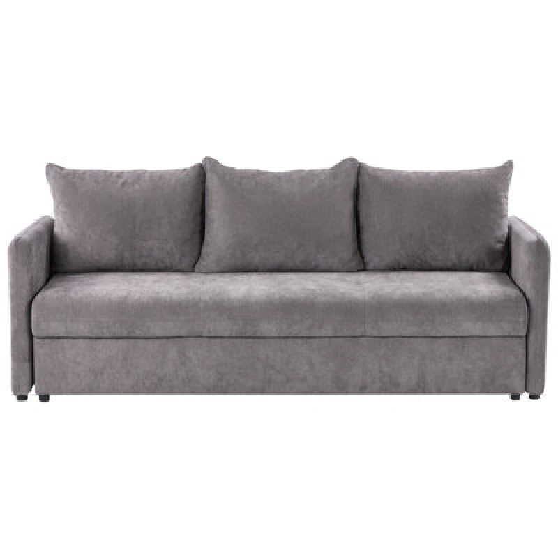 Image of Beliani Sofa Bed 3 Seater Holsen Chenille Taupe With Storage
