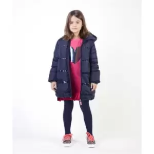 image of Billieblush Girls Blue hooded puffer jacket - Blue