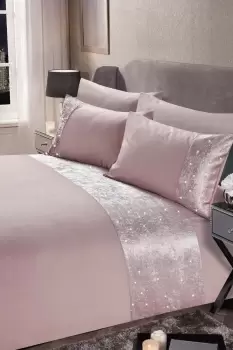 Glitter Crushed Velvet Panel Duvet Cover with Pillowcase