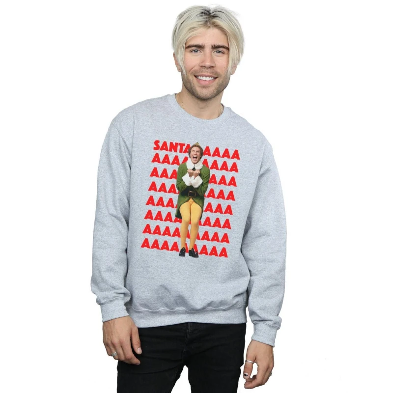 Image of Elf Elf Men Buddy Santa Scream Sweatshirt in Grey Size: Small Grey S Male 5057736053041