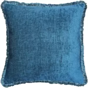 Image of Paoletti - Astbury Chenille Fringed Cushion Teal - Teal