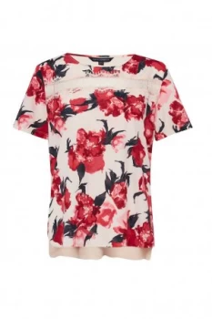 Image of French Connection Allegro Poppy Lace Crepe Top Pink