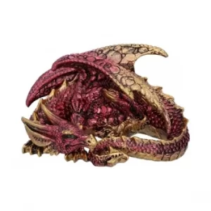 Aaden Red and Golden Resting Dragon Figurine