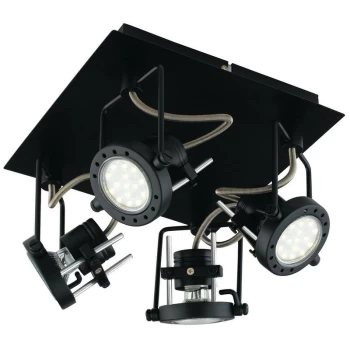 Image of Fan Europe Lighting - Fan Europe Techno - Ceiling Quad Spotlight, Black, GU10