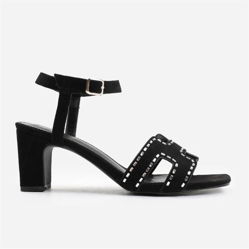 Image of Wheres That From Elspeth Low Block Heel With Cut Out Detailing And Black Ly Suede female 4