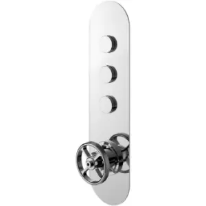Image of Industrial Triple Outlet Push Button Shower Valve - Chrome - Hudson Reed