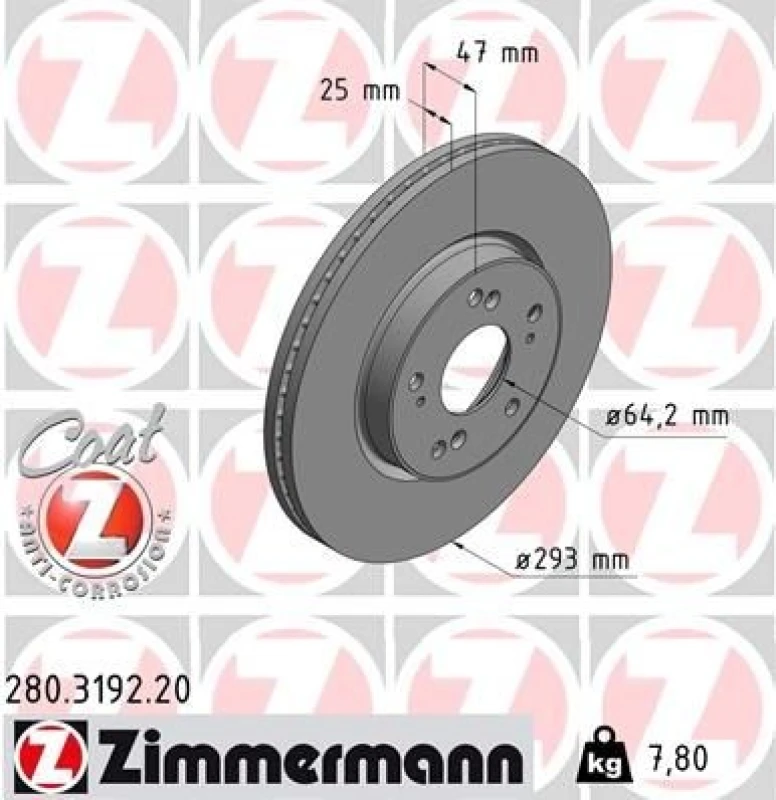 Image of ZIMMERMANN Brake disc ZIMMERMANN 280.3192.20