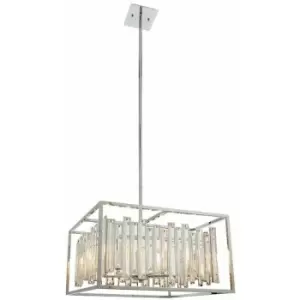 image of Loops - Hanging Ceiling Pendant Light Chrome & Crystal Gorgeous Modern Large Box Shade