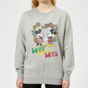 Image of Disney Mickey Mouse Hippie Love Womens Sweatshirt - Grey - L