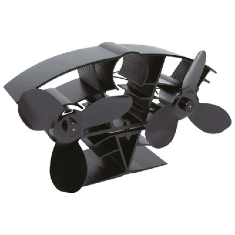 Image of Valiant Whirlwind Stove Fan with Twin Blades and Motors - Warm Air Circulating Heat Powered Log Burner Double Fan Black