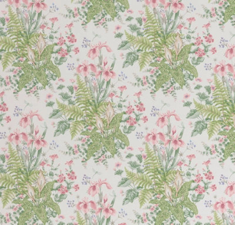 Image of Chelsea Ferns Green & Pink Wallpaper Quality Designer Rasch 100418