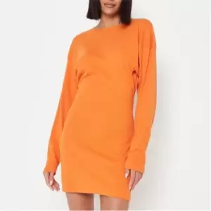 image of Missguided Rib Cut Out Back Mini T Shirt Dress - Orange