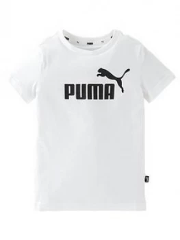 Image of Puma Boys Essential Logo Short Sleeve T-Shirt - White