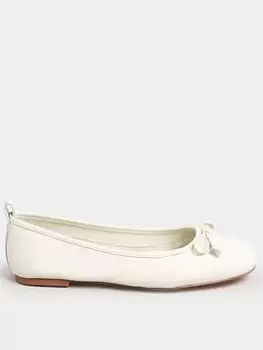 Long Tall Sally Leather Ballerina - White, Size 10, Women