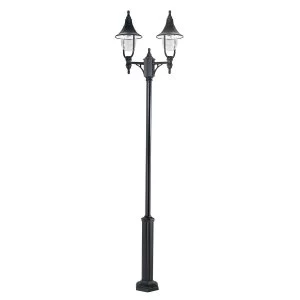 Image of 2 Light Twin Outdoor Lamp Post Black Polycarbonate IP44, E27