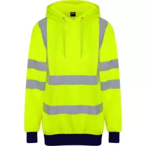 Image of Pro RTX High Visibility Unisex Adults Reflective Hoodie (S) (Yellow/Navy) - Yellow/Navy