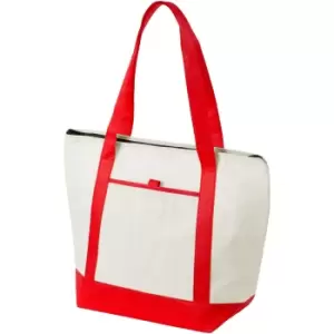 Image of Bullet Lighthouse Non Woven Cooler Tote (44.5 x 16.5 x 33 cm) (Natural/Red)