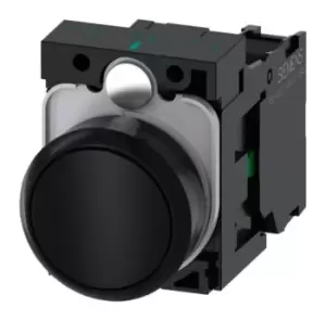Image of Siemens, SIRIUS ACT Non-illuminated Black Flat, NO, 22mm Momentary Screw