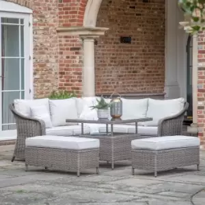 Image of Gallery Outdoor Mileva Square Dining Set With Rising Table Natural