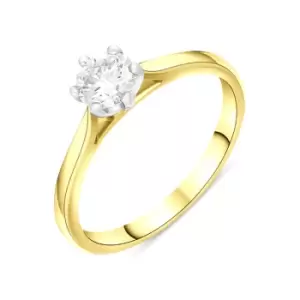 Image of 18ct Yellow Gold 0.50ct Diamond Round Brilliant Cut Solitaire Ring