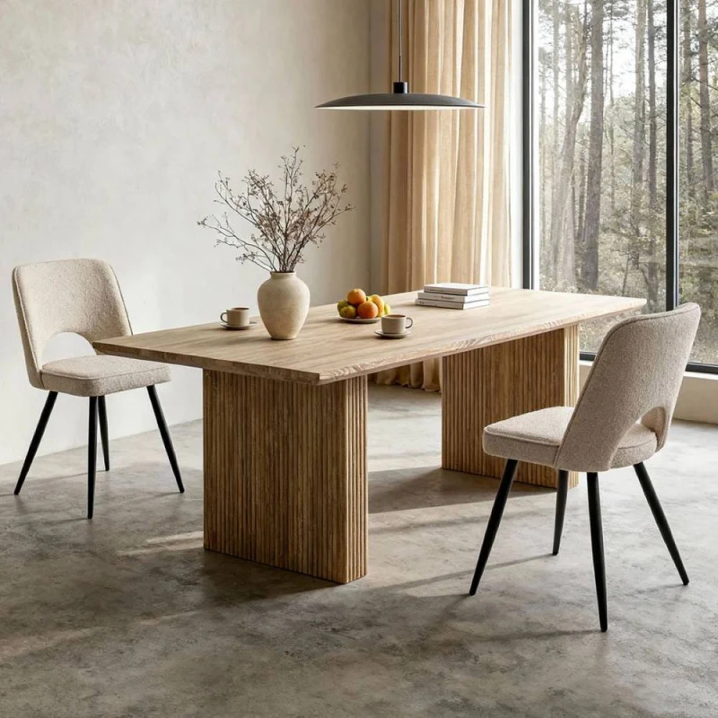 Image of Home Garden Direct Brizo Wood Light Oak Effect Rectangular Dining Table 6 Seater Light Oak Unisex