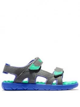 Image of Timberland Boys Perkins Row 2-Strap Sandal - Dark Grey, Size 2 Older