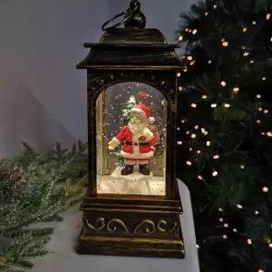Image of 21cm Dual Power Glitter Water Spinner Lantern Christmas Decoration - Santa