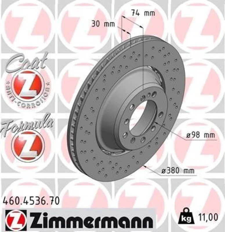 Image of ZIMMERMANN Brake disc ZIMMERMANN 460.4536.70