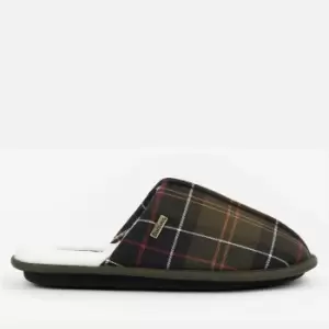 image of Barbour Maddie Tartan Jersey and Faux-Fur Blend Slippers - UK 7