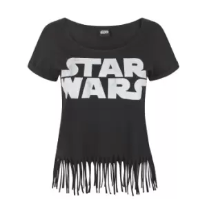 Image of Star Wars Womens/Ladies Logo Fringe Top (2XL) (Black)