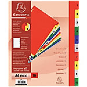 Image of Exacompta Indices 84E A4+ Assorted 10 Part Polypropylene 1 to 10