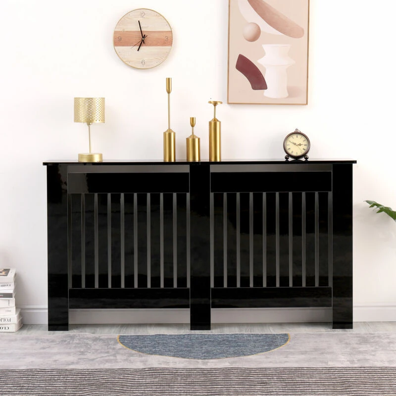 Image of FURNITURE HMD High Gloss Black Vertical Slats Large-151.5x19x82cm(WxDxH) 21775-HMD