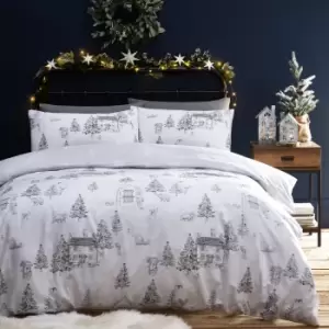 image of Furn. Midwinter Toile Duvet Cover and Pillowcase Set White/Black