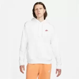 Image of Nike Club Hooded Pullover Hoodie Mens - White