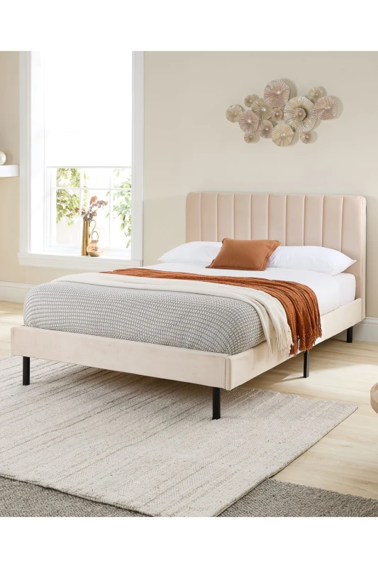 Image of Aspire Furniture Rosella Upholstered Bed Cream - Double BIA-FRA-CRE-46