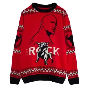 Image of WWE Mens Team Bring It The Rock Knitted Jumper (XXL) (Red)