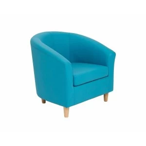 TC Office Lux Tub Armchair with Wooden Feet, Sky Blue