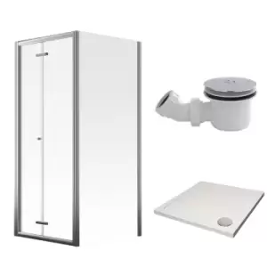 Image of Aqualux Framed 8 Bi-fold Shower Door & Side Panel Kit (800X800X2000mm) - Clear Glass