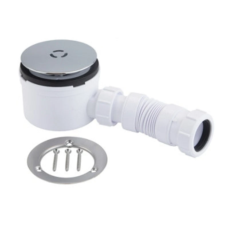 Image of Mcalpine Chrome Brass 3 Pin Shower Trap With Flexible Adaptor For Efficient Drainage