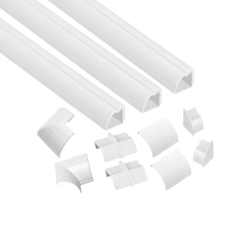 D-Line Quadrant Trunking Multipack 3 x 22mm x 22mm x 1-metre Lengths & Accessories - White