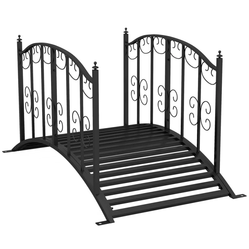 Image of Outsunny Outsunny - 1.2M Classic Scrollwork Arch Bridge for Pond Creek Stream Border, Black 5056725374167