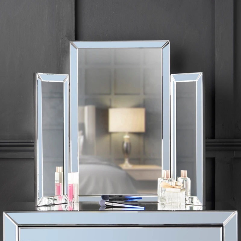 Image of CARME HOME Paloma Grey Tri-Fold Mirror Grey unisex